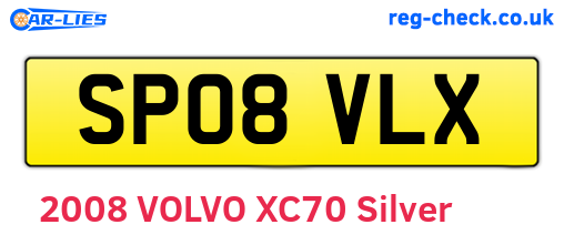 SP08VLX are the vehicle registration plates.