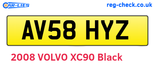 AV58HYZ are the vehicle registration plates.