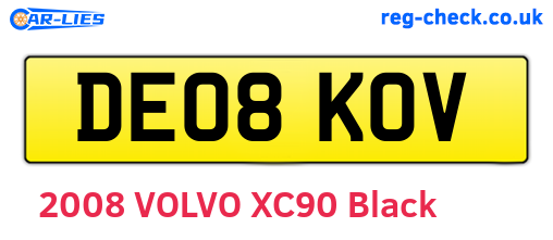 DE08KOV are the vehicle registration plates.