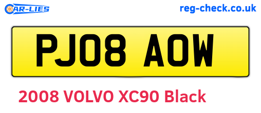 PJ08AOW are the vehicle registration plates.