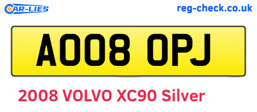 AO08OPJ are the vehicle registration plates.