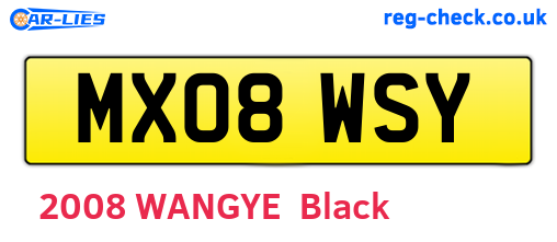 MX08WSY are the vehicle registration plates.