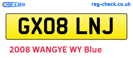 GX08LNJ are the vehicle registration plates.