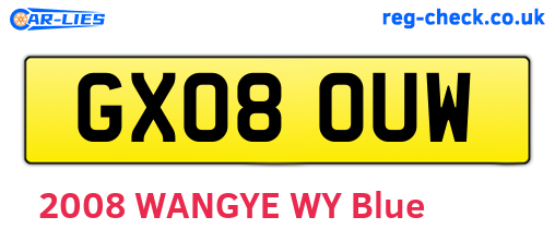 GX08OUW are the vehicle registration plates.
