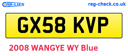 GX58KVP are the vehicle registration plates.