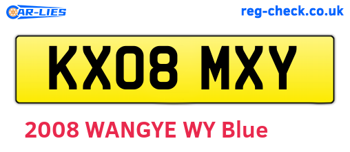 KX08MXY are the vehicle registration plates.