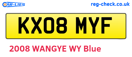KX08MYF are the vehicle registration plates.