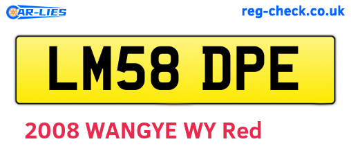 LM58DPE are the vehicle registration plates.