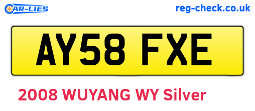 AY58FXE are the vehicle registration plates.