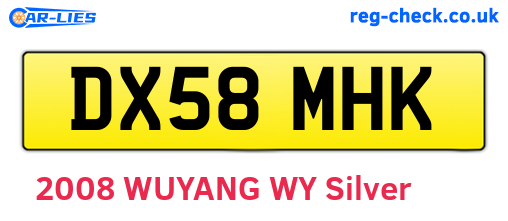 DX58MHK are the vehicle registration plates.