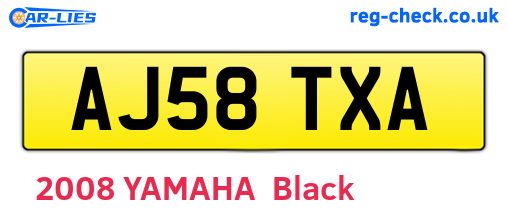 AJ58TXA are the vehicle registration plates.