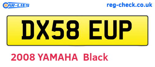 DX58EUP are the vehicle registration plates.