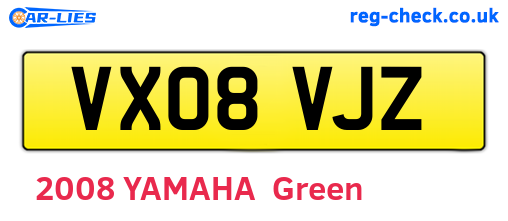 VX08VJZ are the vehicle registration plates.