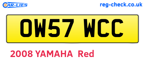 OW57WCC are the vehicle registration plates.