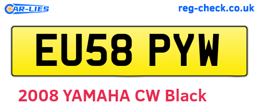 EU58PYW are the vehicle registration plates.