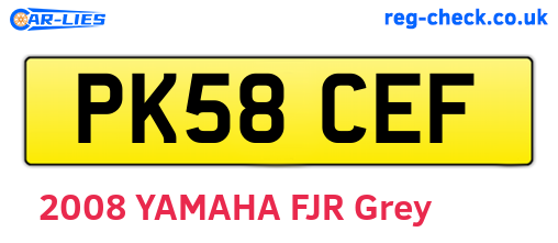 PK58CEF are the vehicle registration plates.