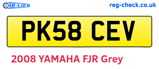 PK58CEV are the vehicle registration plates.