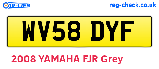 WV58DYF are the vehicle registration plates.