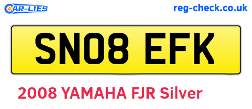SN08EFK are the vehicle registration plates.