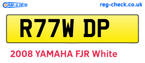 R77WDP are the vehicle registration plates.