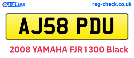 AJ58PDU are the vehicle registration plates.