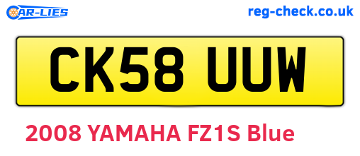 CK58UUW are the vehicle registration plates.