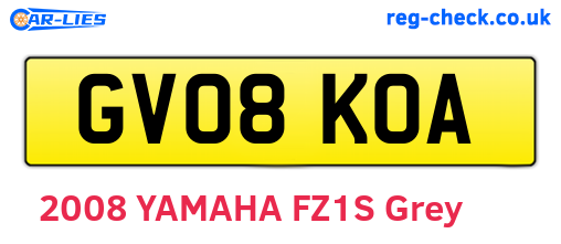 GV08KOA are the vehicle registration plates.