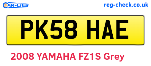 PK58HAE are the vehicle registration plates.