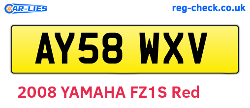 AY58WXV are the vehicle registration plates.