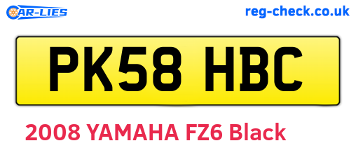 PK58HBC are the vehicle registration plates.