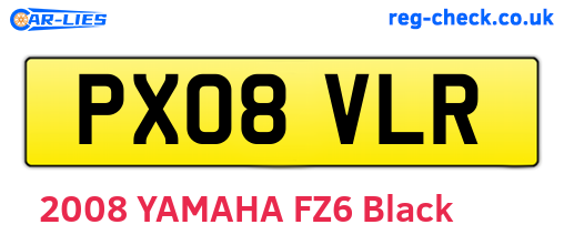 PX08VLR are the vehicle registration plates.
