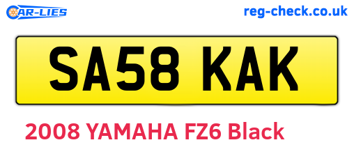 SA58KAK are the vehicle registration plates.
