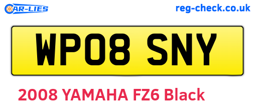 WP08SNY are the vehicle registration plates.