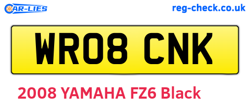 WR08CNK are the vehicle registration plates.