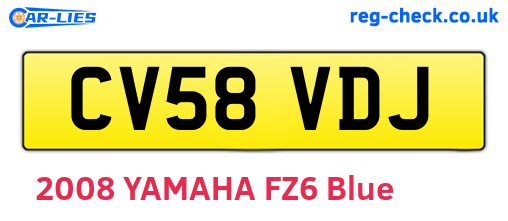 CV58VDJ are the vehicle registration plates.