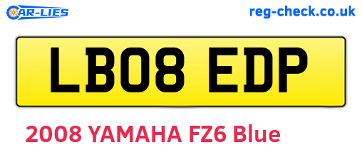 LB08EDP are the vehicle registration plates.