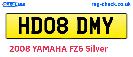 HD08DMY are the vehicle registration plates.