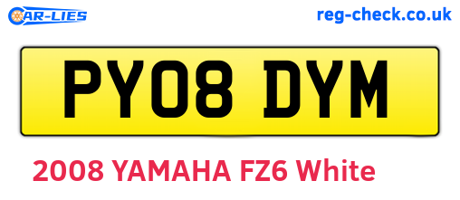 PY08DYM are the vehicle registration plates.