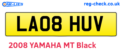LA08HUV are the vehicle registration plates.