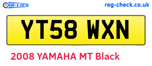 YT58WXN are the vehicle registration plates.