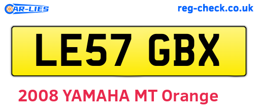 LE57GBX are the vehicle registration plates.
