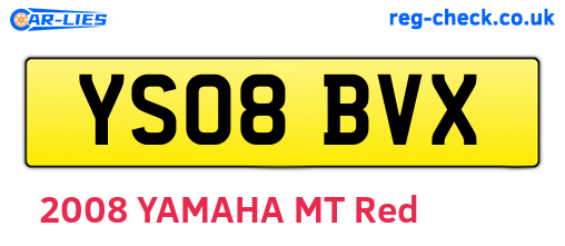 YS08BVX are the vehicle registration plates.
