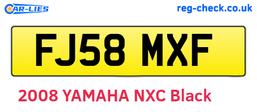 FJ58MXF are the vehicle registration plates.