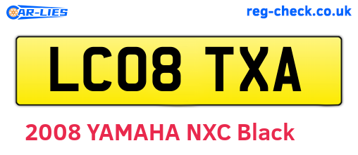 LC08TXA are the vehicle registration plates.