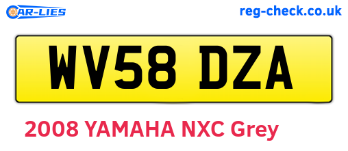 WV58DZA are the vehicle registration plates.
