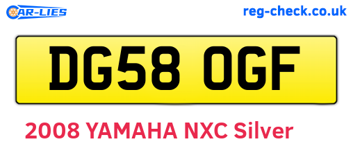 DG58OGF are the vehicle registration plates.