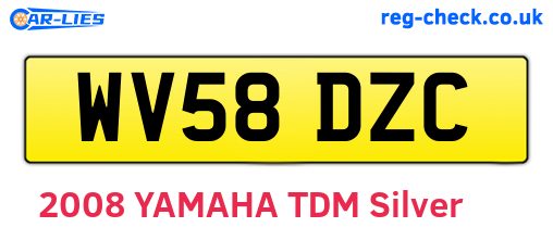 WV58DZC are the vehicle registration plates.