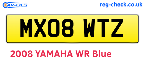 MX08WTZ are the vehicle registration plates.