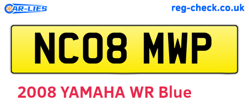 NC08MWP are the vehicle registration plates.