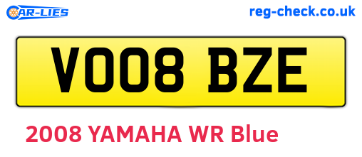 VO08BZE are the vehicle registration plates.